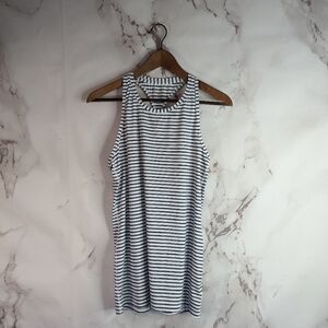 Athleta Tank Top Racerback White Striped Active Polyester